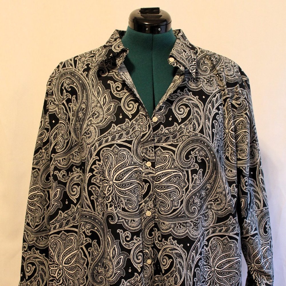 Non-iron button down long sleeve blouse